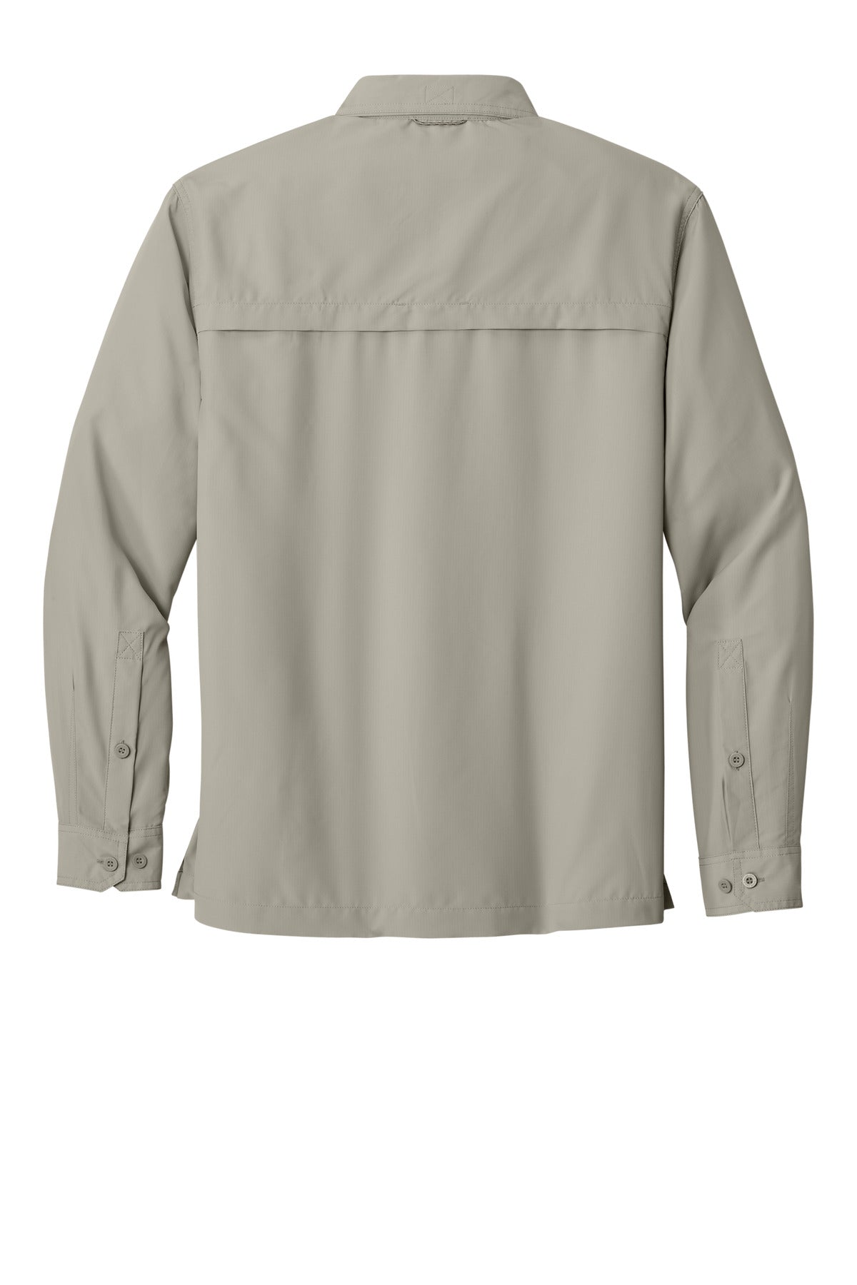 Rear View of Driftwood Eddie Bauer - Long Sleeve Performance Fishing Shirt. EB600
