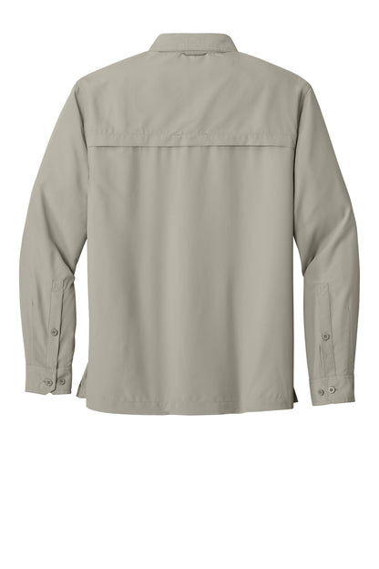 Rear View of Driftwood Eddie Bauer - Long Sleeve Performance Fishing Shirt. EB600