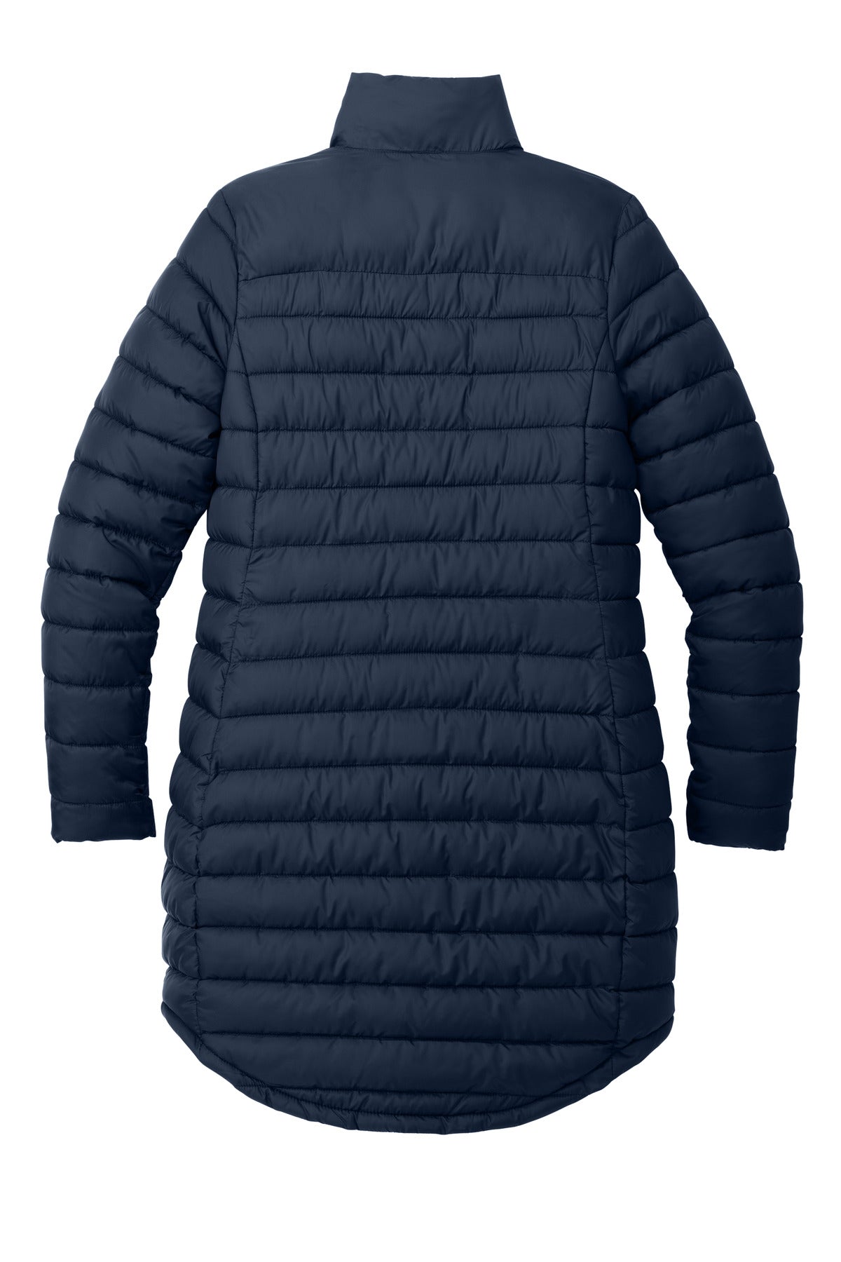Rear View of DsBlNavy Port Authority Women's Horizon Puffy Long Jacket L365