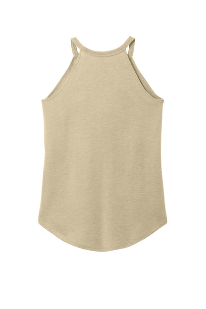 Rear View of DsrtTanHtr District Women's Perfect Tri Rocker Tank. DT137L