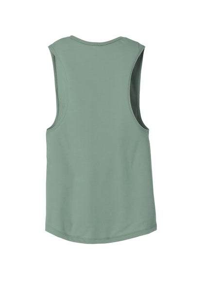 Rear View of Dusty Blue BELLA+CANVAS Women's Flowy Scoop Muscle Tank. BC8803