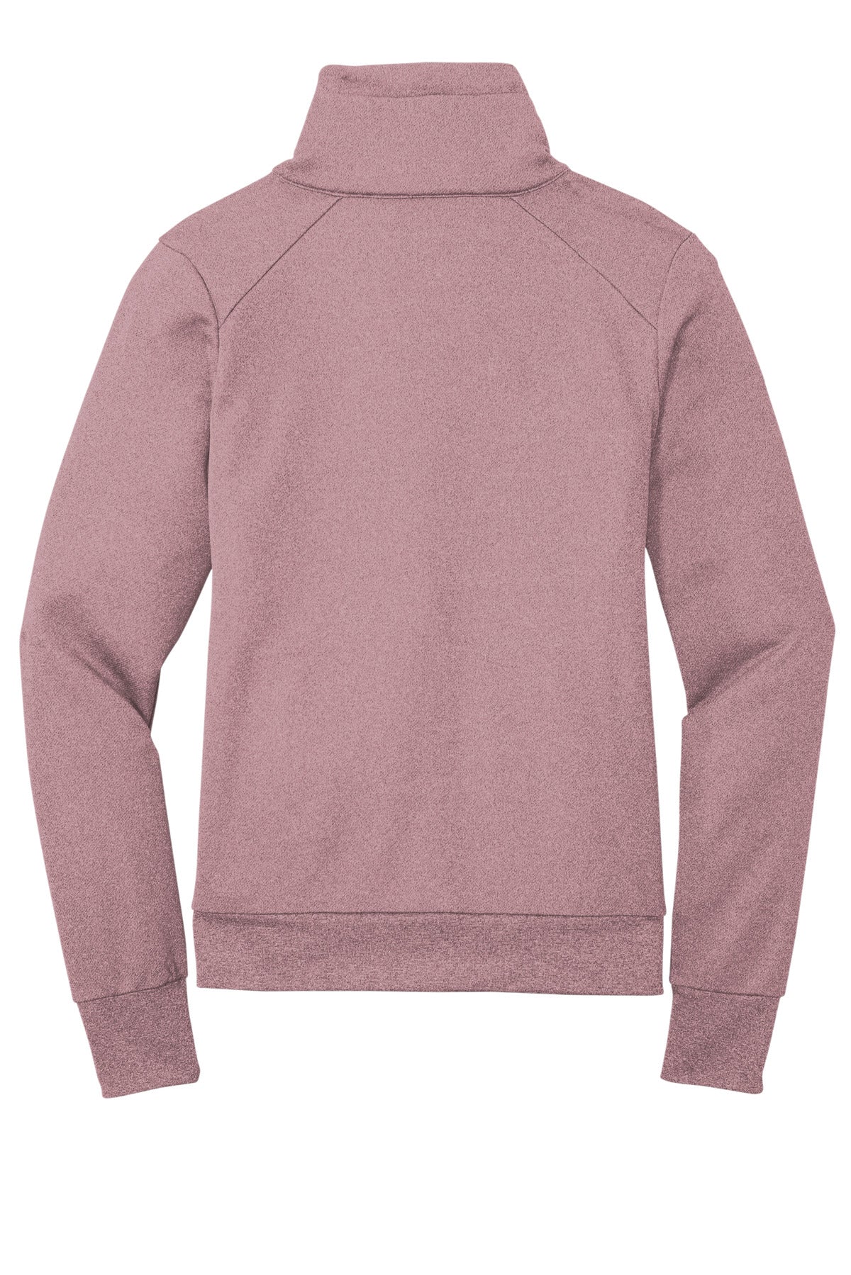 Rear View of Dusty Mauve He New Era Women's Performance Terry Full-Zip Cowl LNEA530