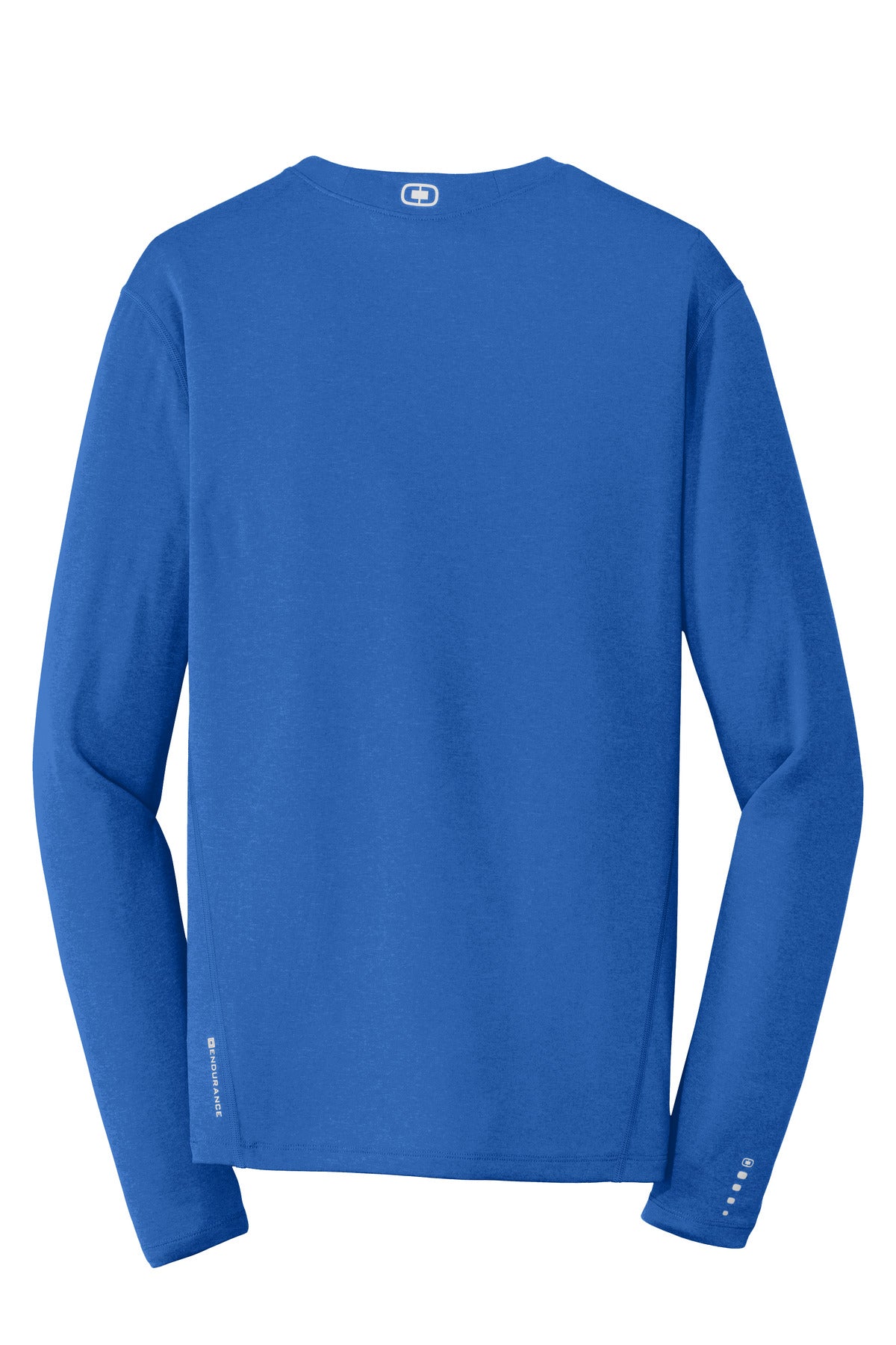 Rear View of Electric Blue OGIO Long Sleeve Pulse Crew. OE321