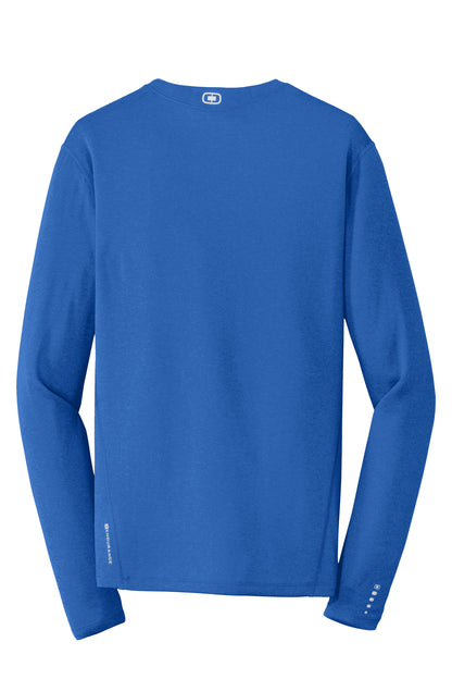 Rear View of Electric Blue OGIO Long Sleeve Pulse Crew. OE321