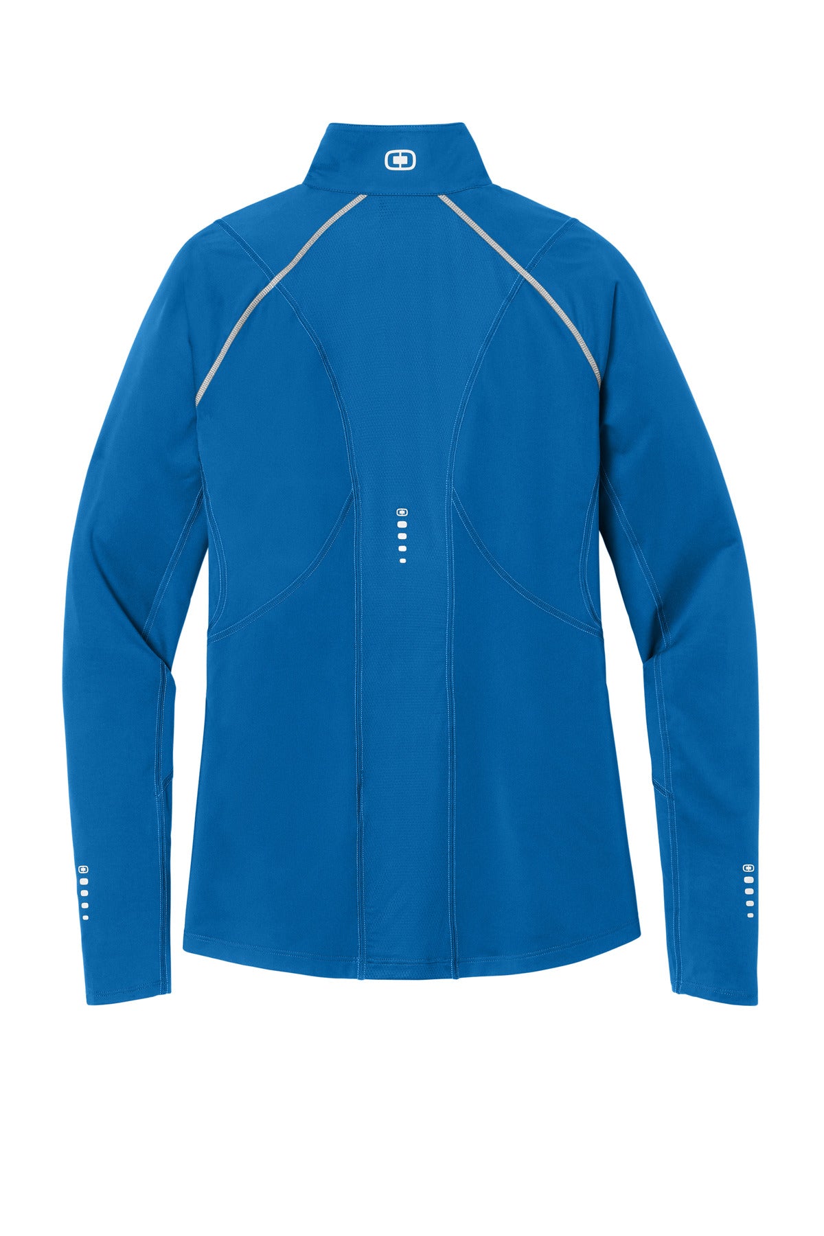Rear View of Electric Blue OGIO Women's Nexus 1/4-Zip Pullover. LOE335