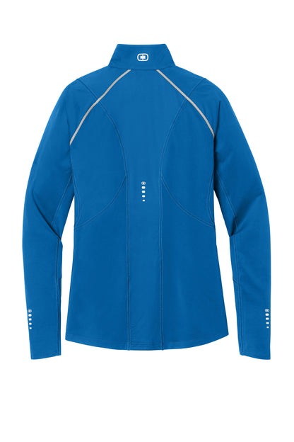 Rear View of Electric Blue OGIO Women's Nexus 1/4-Zip Pullover. LOE335