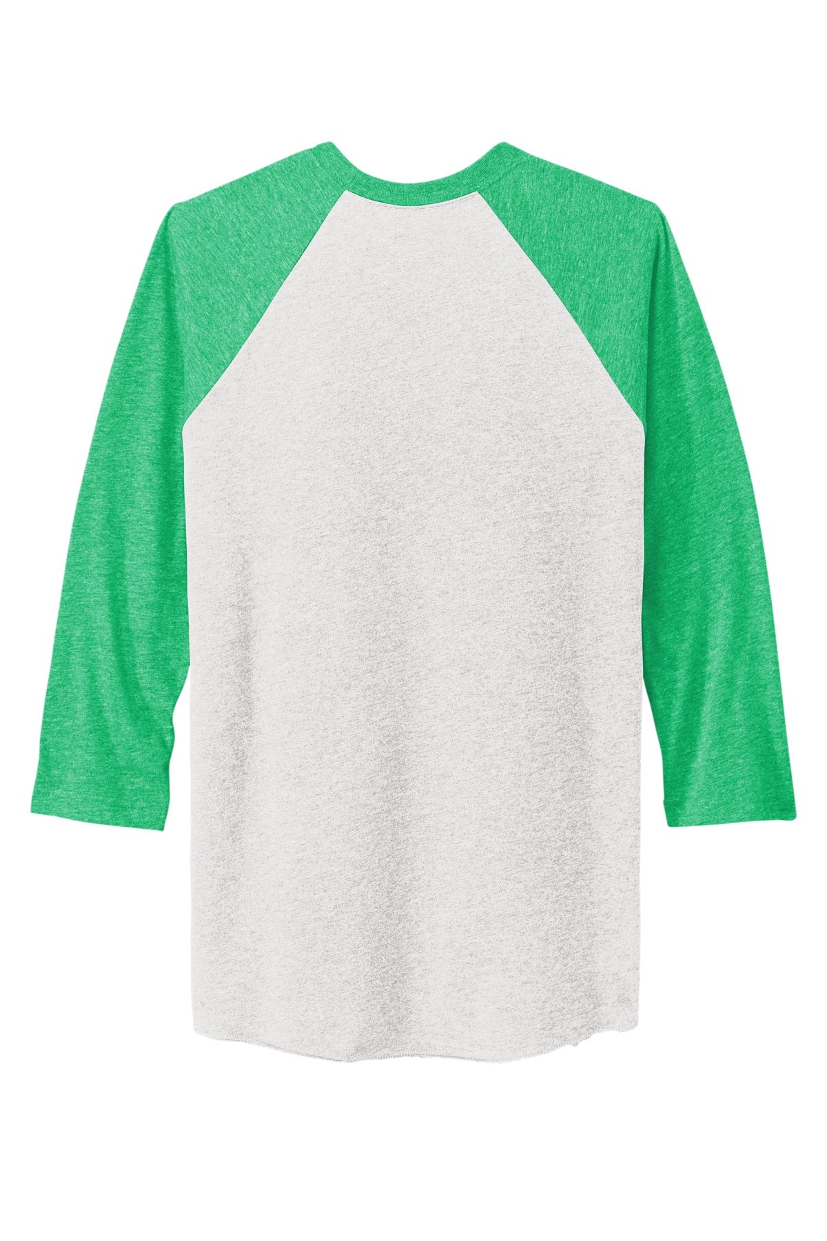 Rear View of Envy/HtrWt Next Level Apparel Adult Tri-Blend 3/4-Sleeve Raglan Tee. NL6051