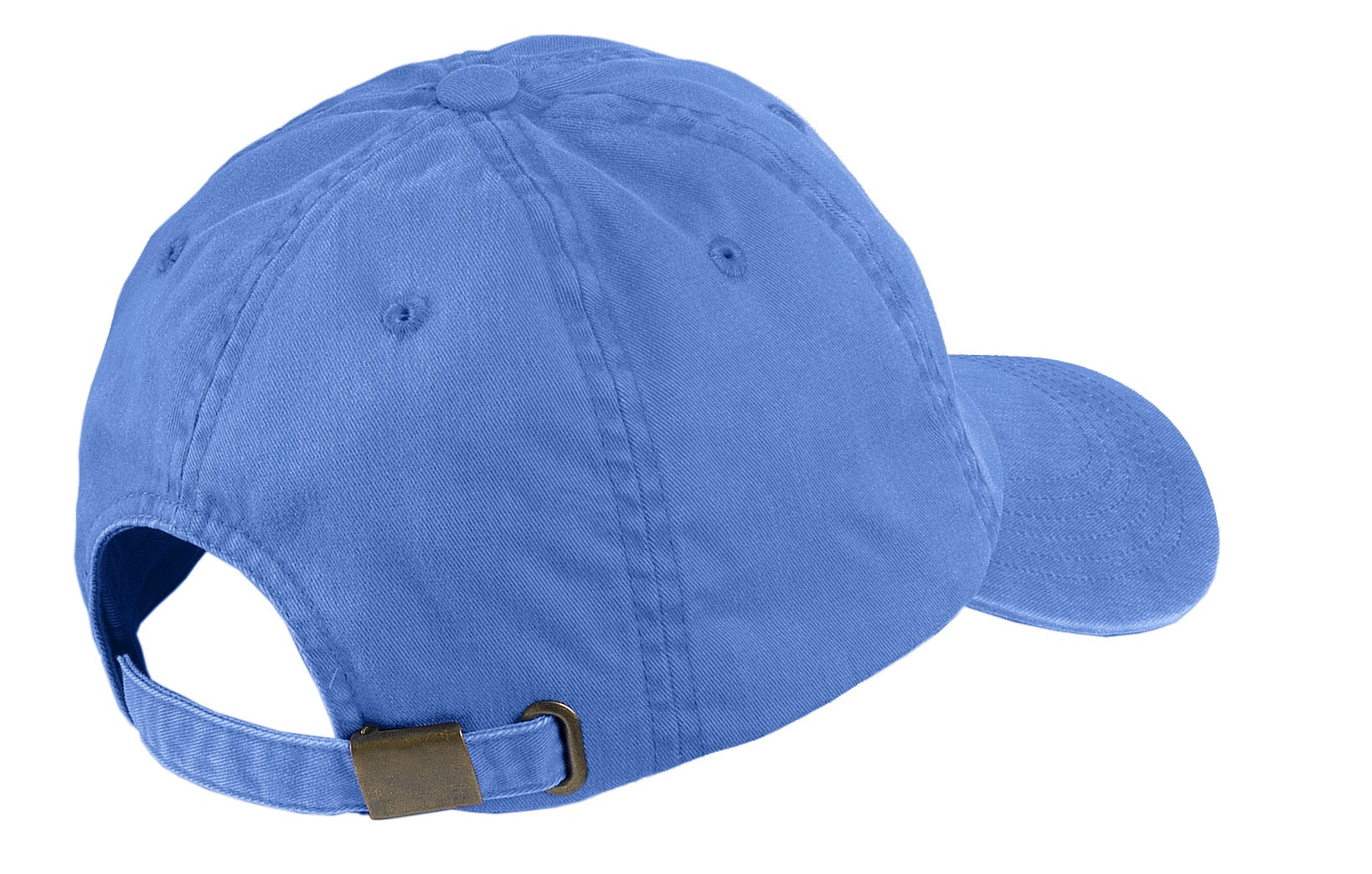 Rear View of Faded Blue Port Authority Garment-Washed Cap. PWU