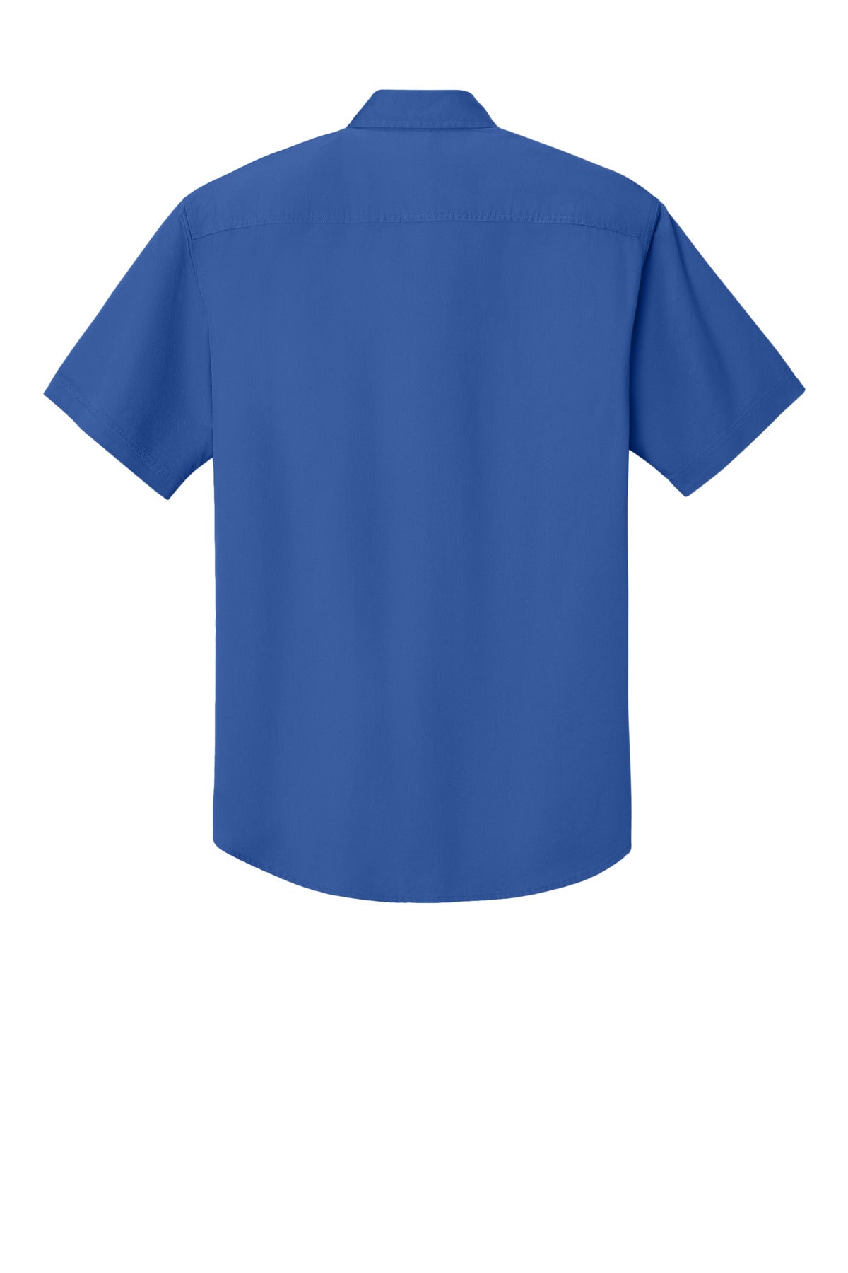 Rear View of Faded Blue Port Authority Short Sleeve Twill Shirt. S500T