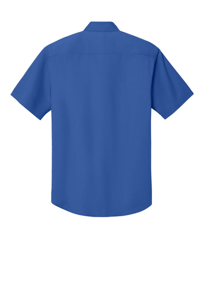 Rear View of Faded Blue Port Authority Short Sleeve Twill Shirt. S500T