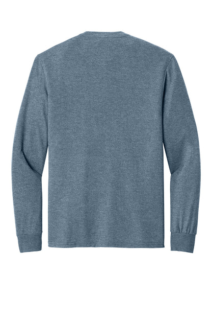 Rear View of FlntBluHtr District Perfect Tri Long Sleeve Tee . DM132