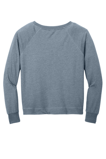Rear View of FlntBluHtr District Women's Featherweight French Terry Long Sleeve Crewneck DT672