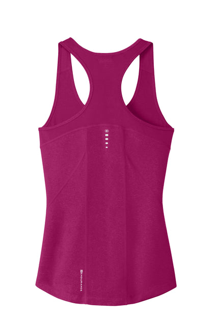 Rear View of Flush Pink OGIO Women's Racerback Pulse Tank. LOE322