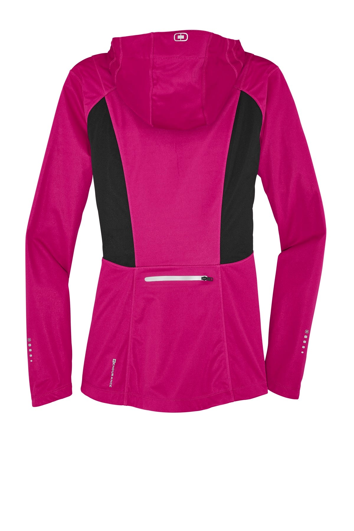 Rear View of Flush Pnk/Bktp OGIO Women's Pivot Soft Shell. LOE721