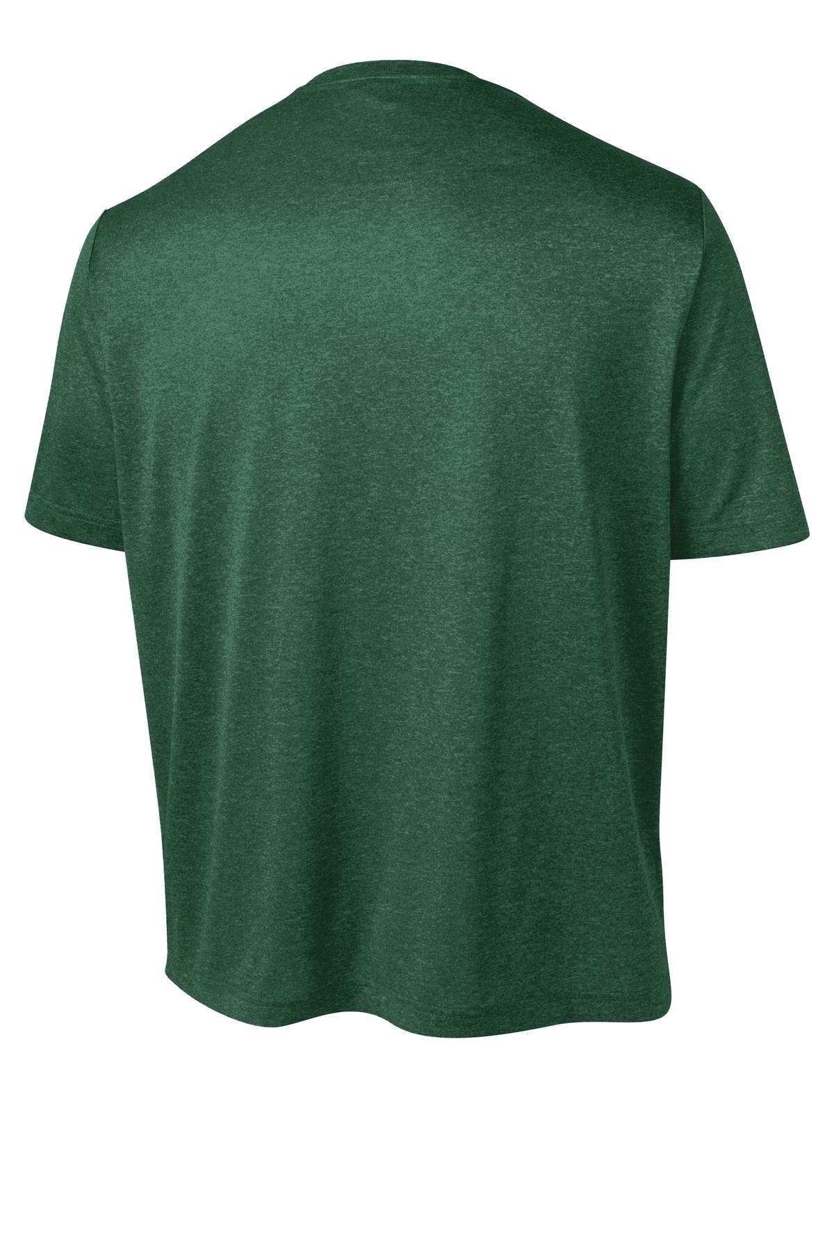 Rear View of For Green Hthr Sport-Tek Youth Heather Contender Tee. YST360