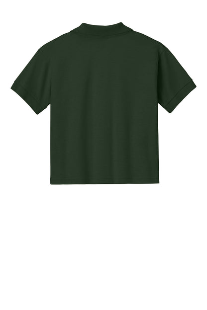 Rear View of Forest Green Gildan Youth DryBlend 6-Ounce Jersey Knit Sport Shirt. 8800B