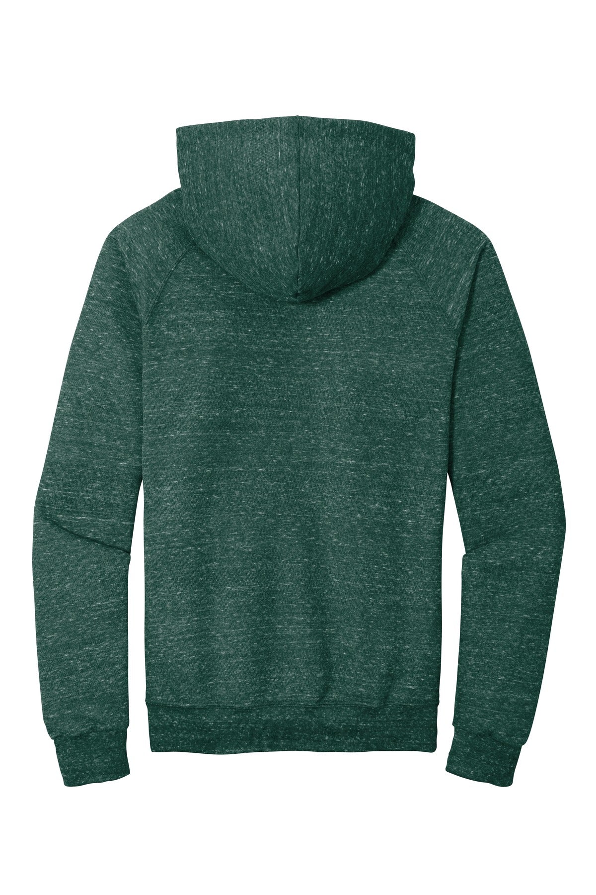 Rear View of Forest Green Jerzees Snow Heather French Terry Raglan Hoodie 90M