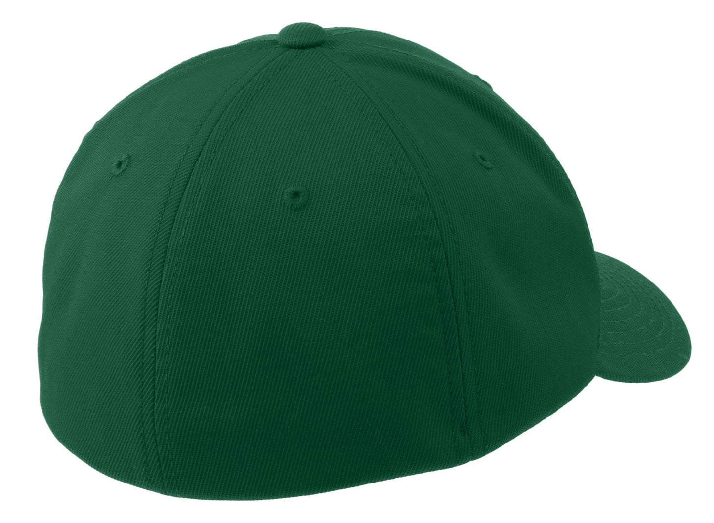 Rear View of Forest Green Sport-Tek Flexfit Performance Solid Cap. STC17