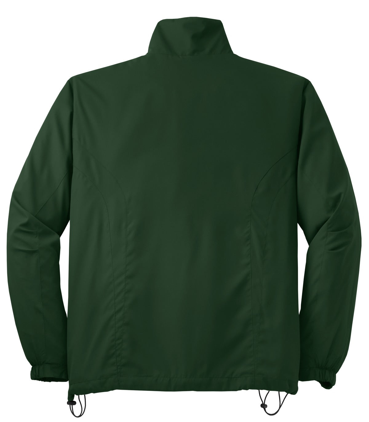 Rear View of Forest Green Sport-Tek Full-Zip Wind Jacket. JST70
