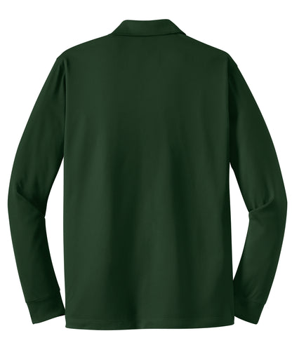 Rear View of Forest Green Sport-Tek Long Sleeve Micropique Sport-Wick Polo. ST657