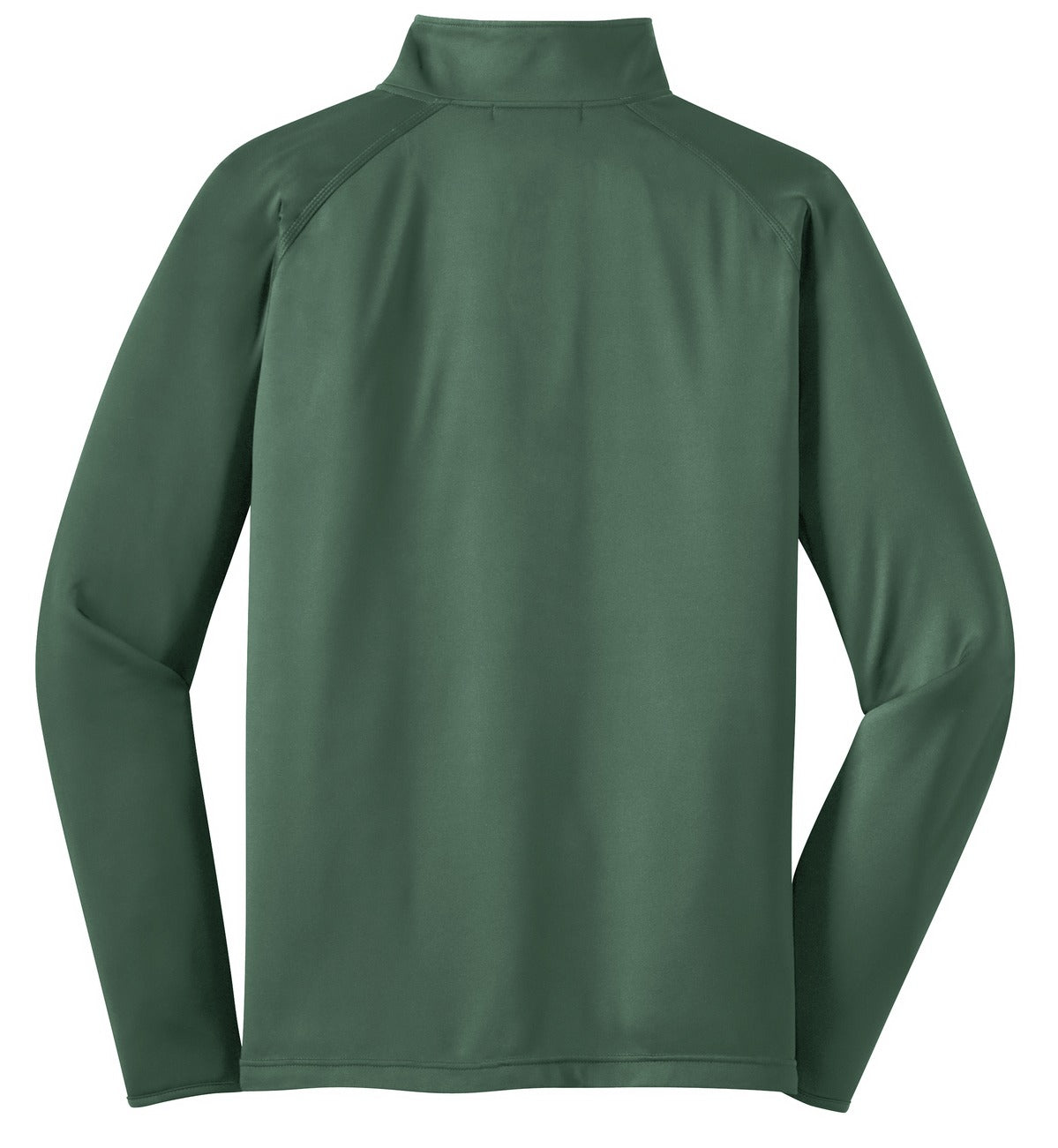 Rear View of Forest Green Sport-Tek Sport-Wick Stretch 1/4-Zip Pullover. ST850