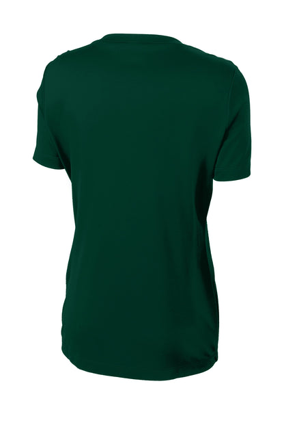 Rear View of Forest Green Sport-Tek Women's PosiCharge Competitor Tee. LST350