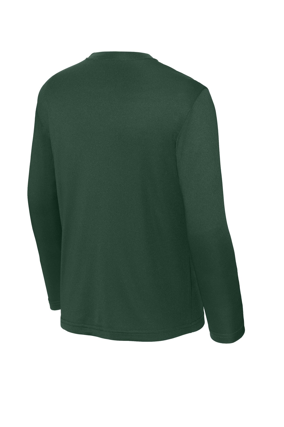 Rear View of Forest Green Sport-Tek Youth Long Sleeve PosiCharge Competitor Tee. YST350LS