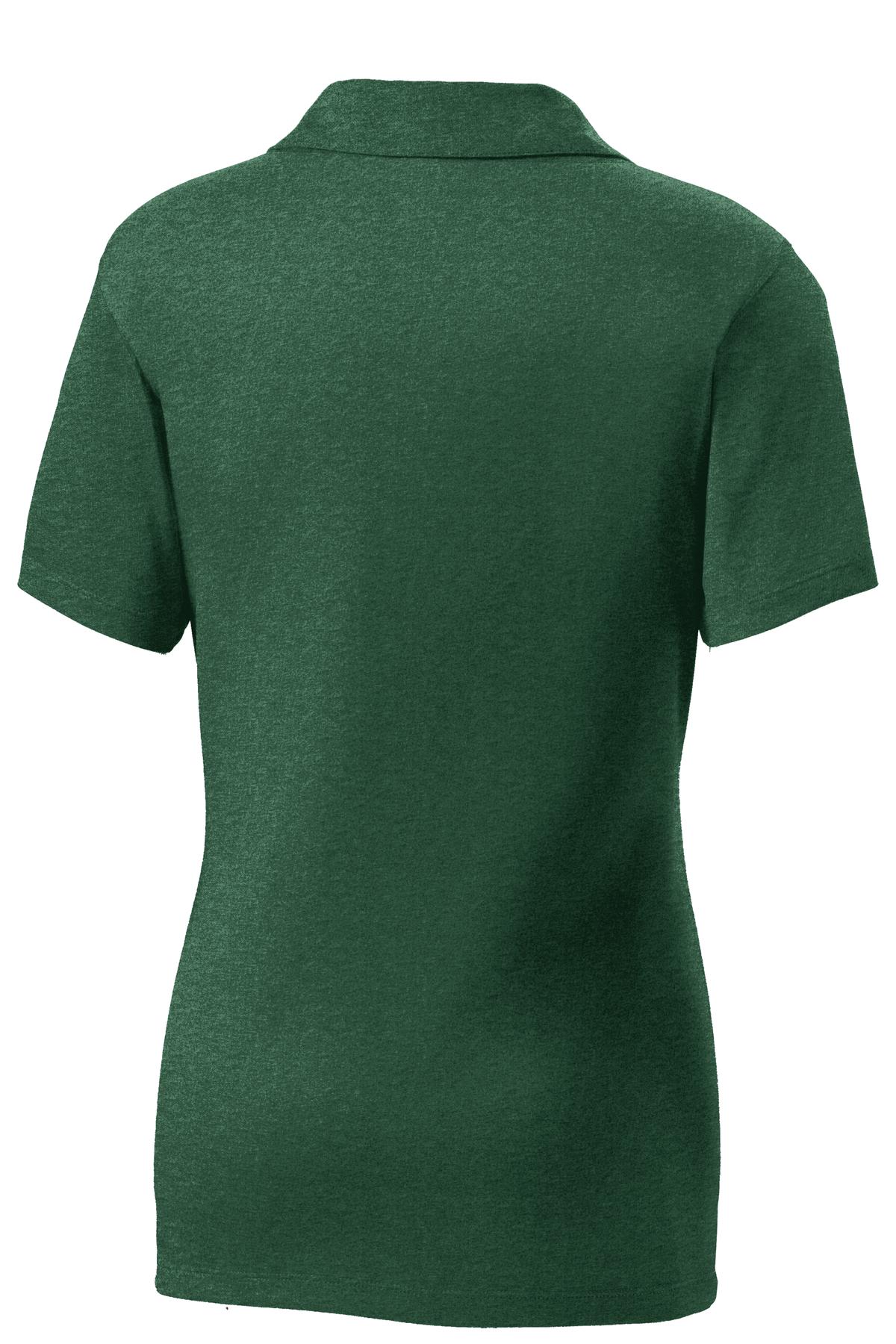 Rear View of Forest Grn Htr Sport-Tek Women's Heather Contender Polo. LST660