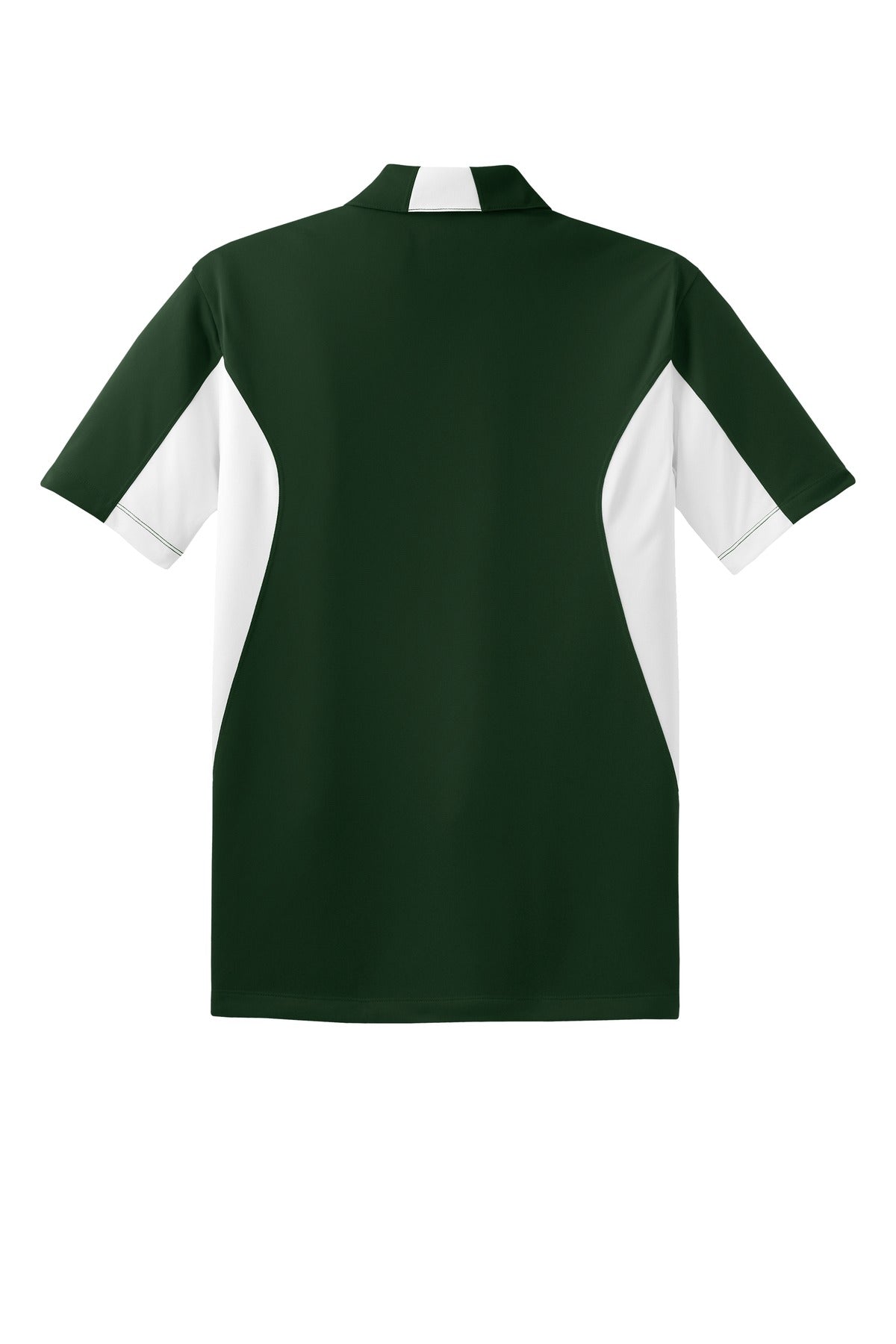 Rear View of Forest Grn/Wht Sport-Tek Tall Side Blocked Micropique Sport-Wick Polo. TST655