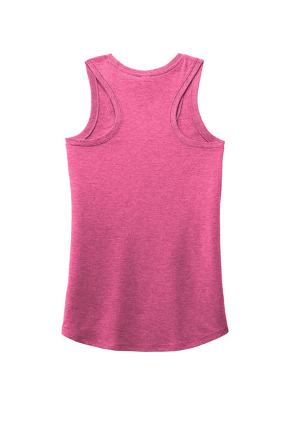 Rear View of Fuchsia Frost District Women's Perfect Tri Racerback Tank. DM138L