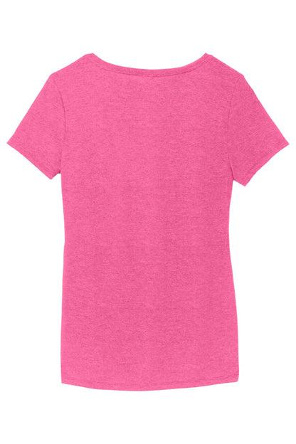 Rear View of Fuchsia Frost District Women's Perfect Tri V-Neck Tee. DM1350L