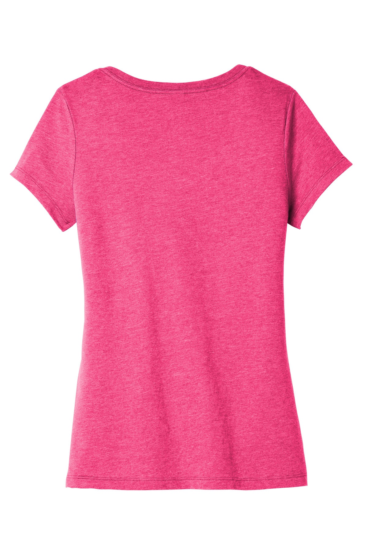Rear View of Fuchsia Frost District Women's Very Important Tee V-Neck. DT6503