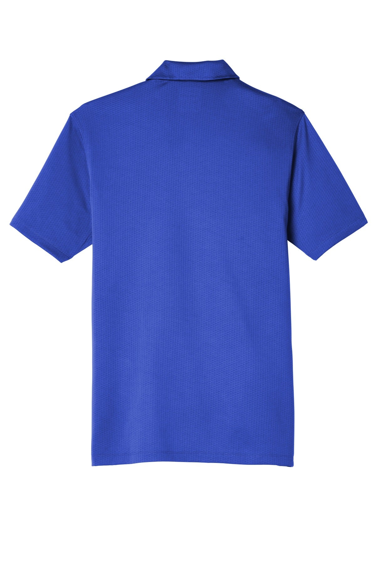 Rear View of Game Royal Nike Dri-FIT Hex Textured Polo. NKAH6266