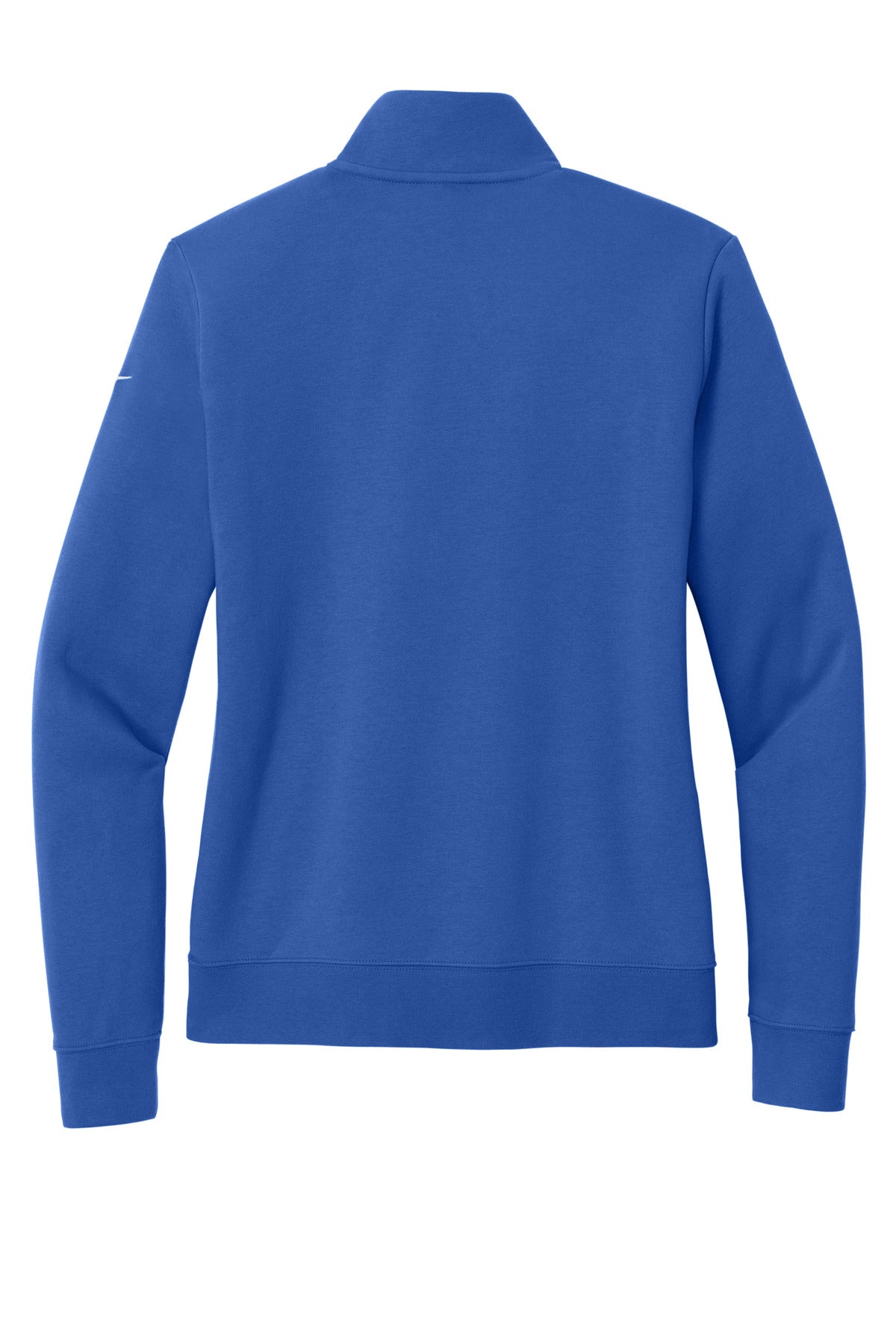 Rear View of GameRoyal Nike Women's Club Fleece Sleeve Swoosh 1/2-Zip NKDX6720