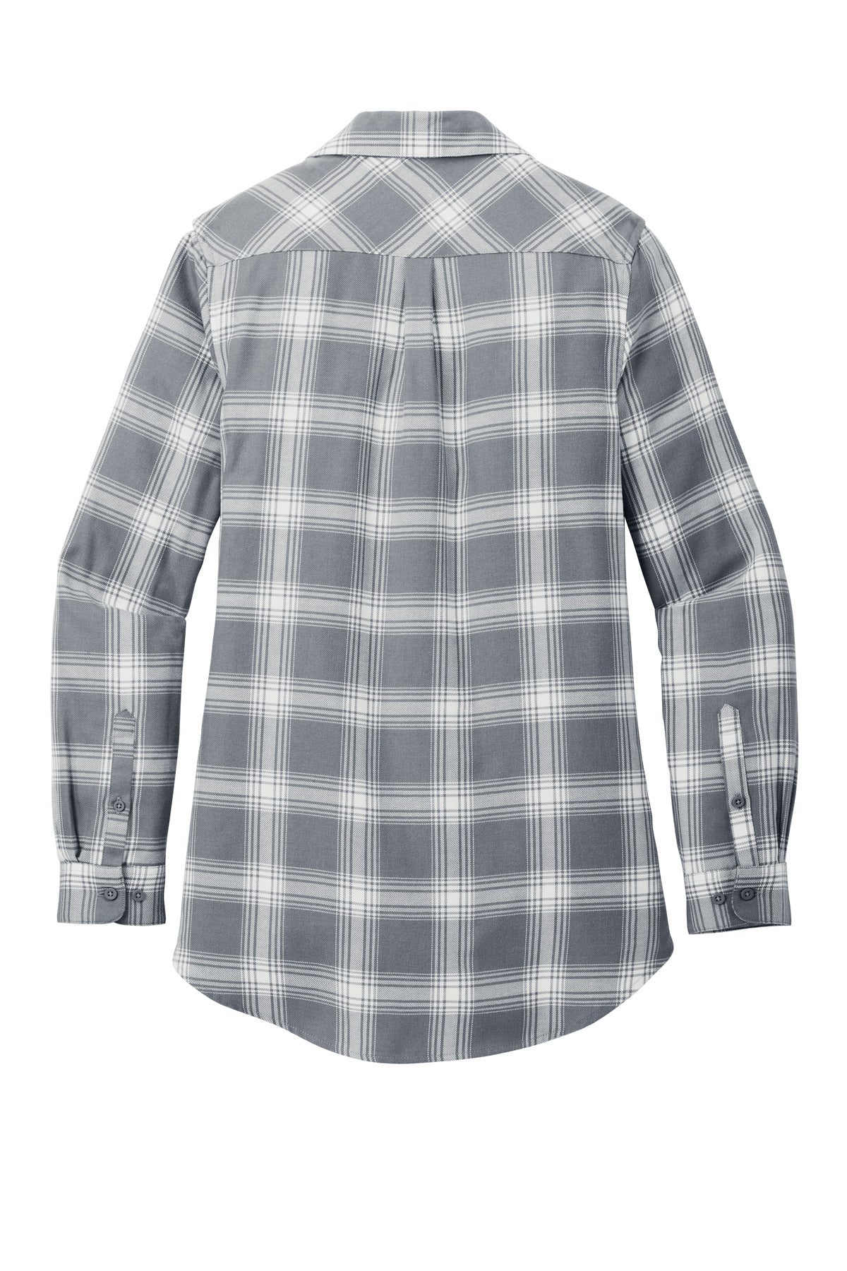 Rear View of G/CrOpnPld Port Authority Women's Plaid Flannel Tunic . LW668