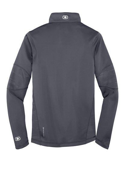 Rear View of Gear Grey OGIO Fulcrum 1/4-Zip. OE701