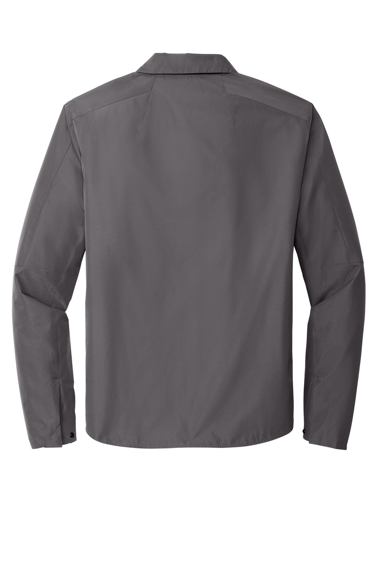 Rear View of Gear Grey OGIO Reverse Shirt Jacket. OG754