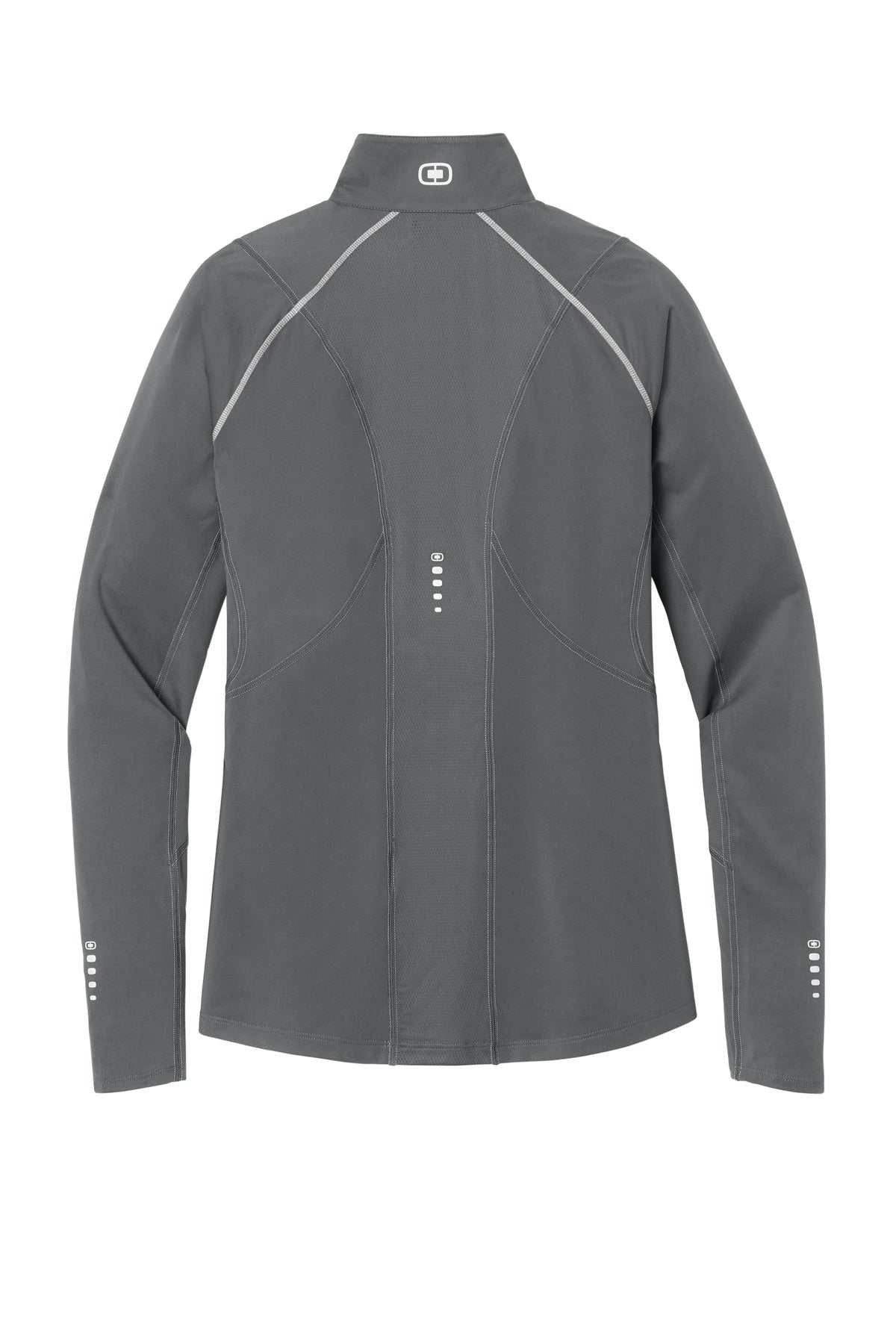 Rear View of Gear Grey OGIO Women's Nexus 1/4-Zip Pullover. LOE335