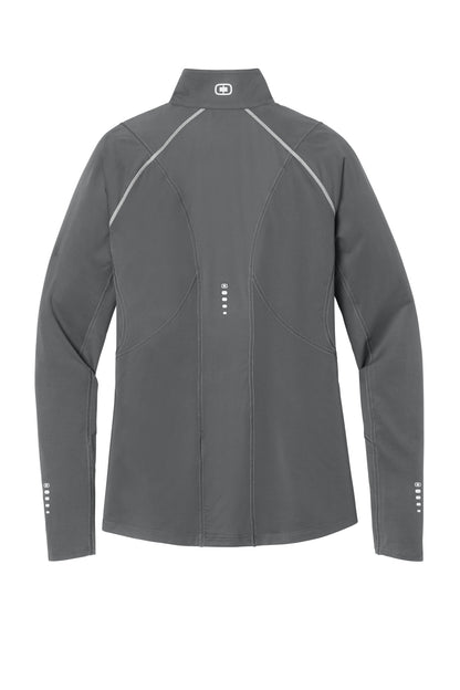 Rear View of Gear Grey OGIO Women's Nexus 1/4-Zip Pullover. LOE335