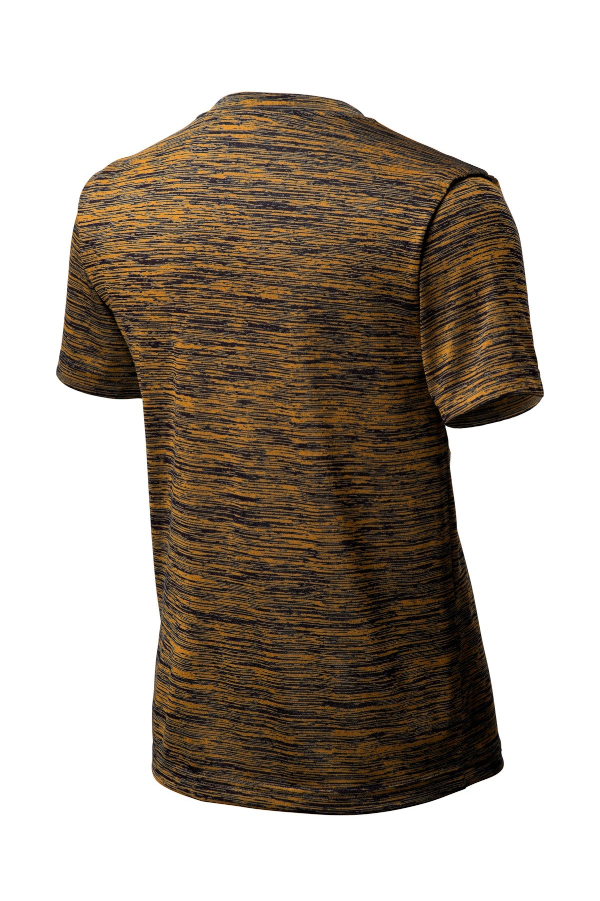 Rear View of Gold-Black Ele Sport-Tek Youth PosiCharge Electric Heather Tee. YST390