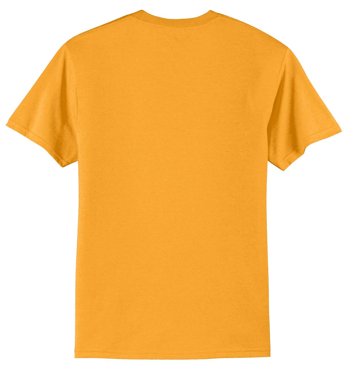 Rear View of Gold Port & Company Tall Core Blend Tee. PC55T