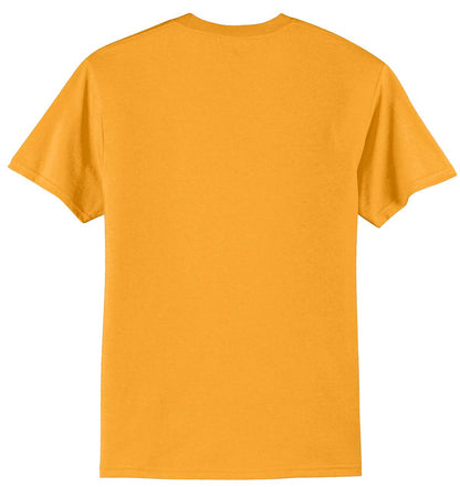 Rear View of Gold Port & Company Tall Core Blend Tee. PC55T