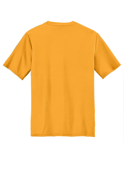Rear View of Gold Port & Company Youth Performance Tee. PC380Y