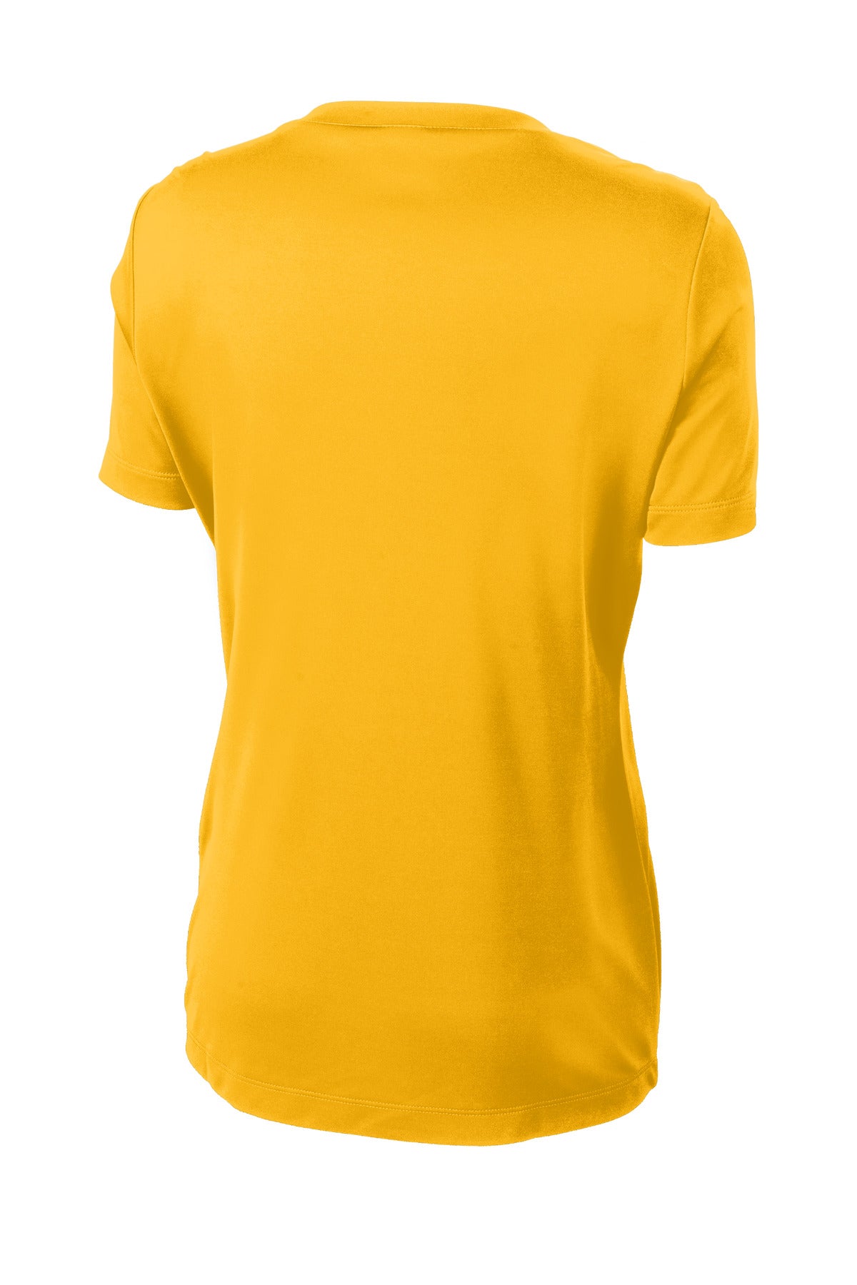 Rear View of Gold Sport-Tek Women's PosiCharge Competitor Tee. LST350