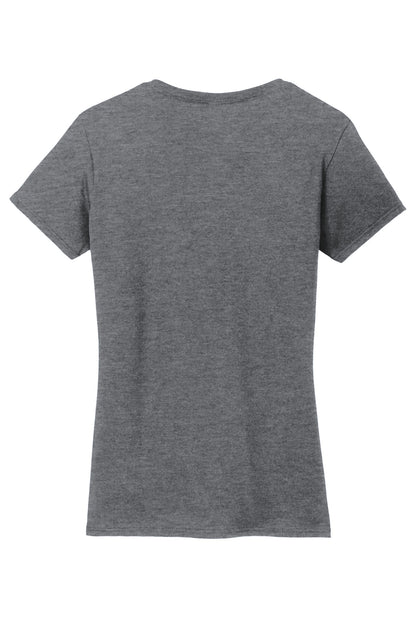 Rear View of GphHeather Gildan Women's Heavy Cotton 100% Cotton V-Neck T-Shirt. 5V00L