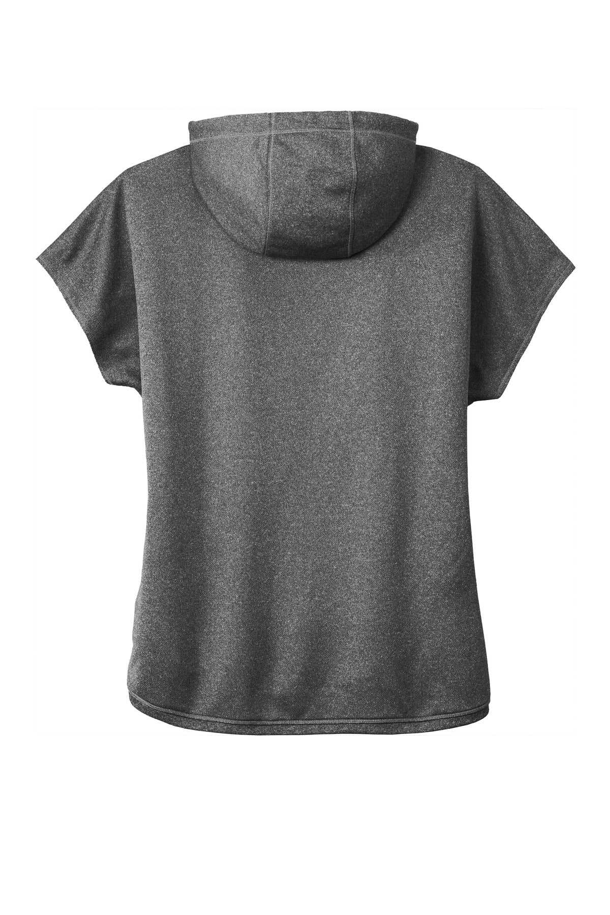 Rear View of Graphite Hthr New Era Women's Performance Terry Short Sleeve Hoodie LNEA533
