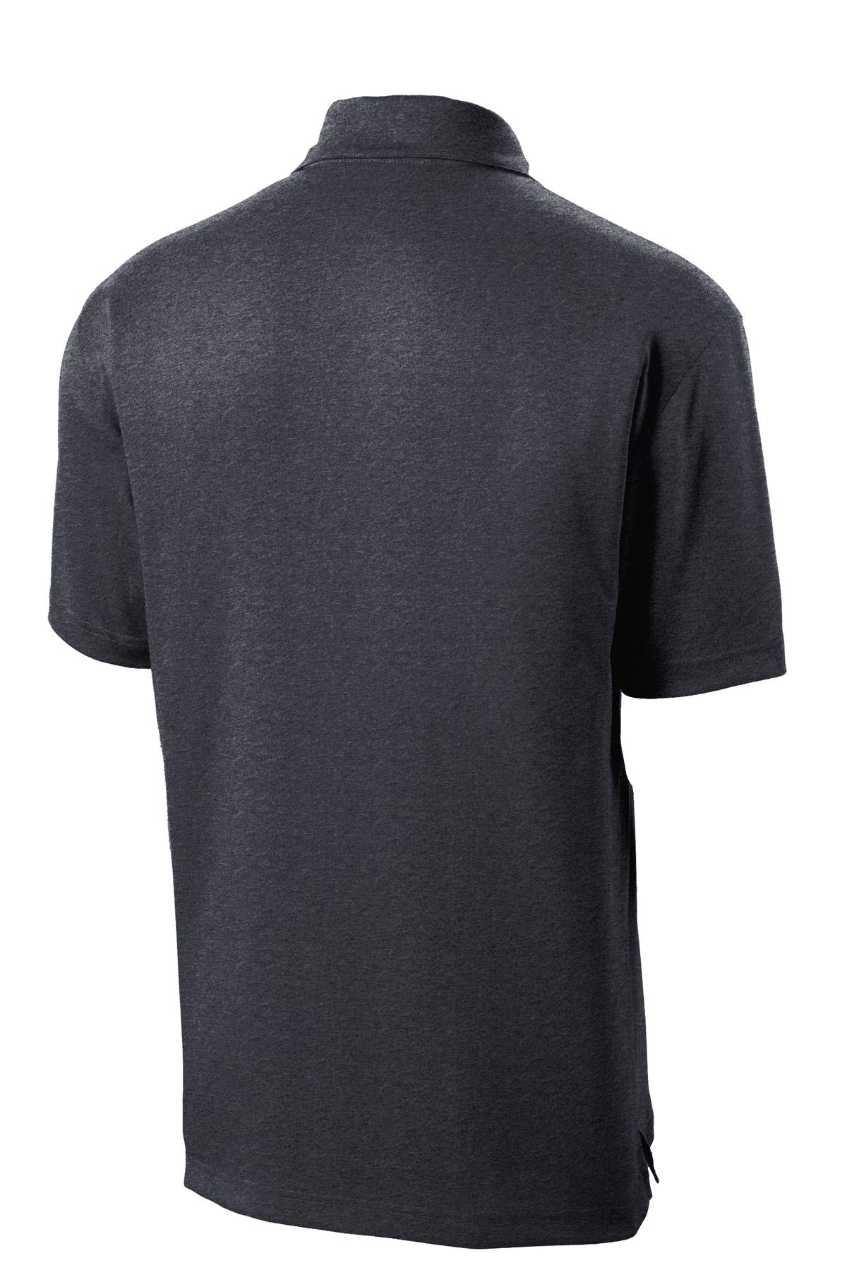 Rear View of Graphite Hthr Sport-Tek Heather Contender Polo. ST660