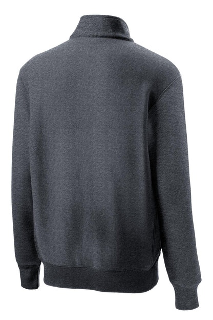 Rear View of Graphite Hthr Sport-Tek Super Heavyweight 1/4-Zip Pullover Sweatshirt. ST283