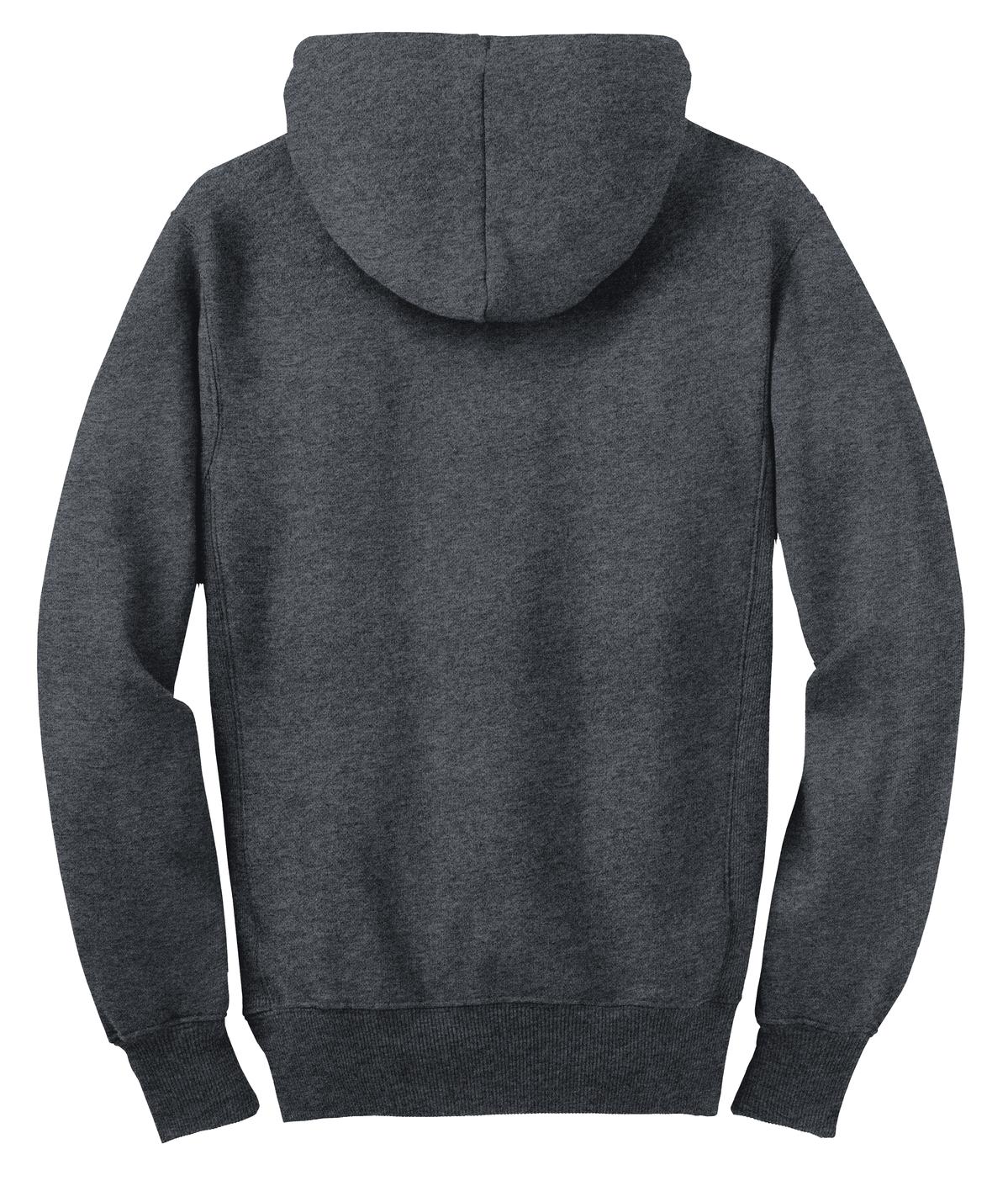 Rear View of Graphite Hthr Sport-Tek Super Heavyweight Full-Zip Hooded Sweatshirt. F282