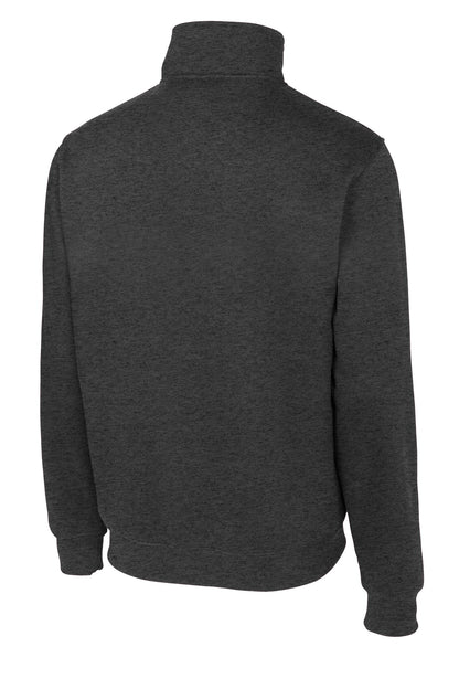 Rear View of Graphite Hthr Sport-Tek Tall 1/4-Zip Sweatshirt. TST253